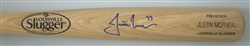 JUSTIN MORNEAU SIGNED LOUISVILLE SLUGGER NAME ENGRAVED BLONDE BAT