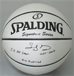 SIDNEY MONCRIEF SIGNED REPLICA SPALDING WHITE PANEL BASKETBALL W/ STATS - BUCKS - JSA