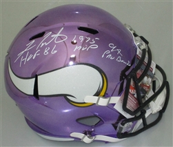 FRAN TARKENTON SIGNED FULL SIZE REPLICA CHROME VIKINGS HELMETS W/ SCRIPTS - JSA