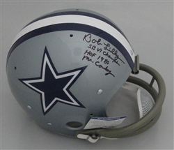 BOB LILLY SIGNED FULL SIZE COWBOYS TK SUSPENSION HELMET W/ SCRIPTS- BCA