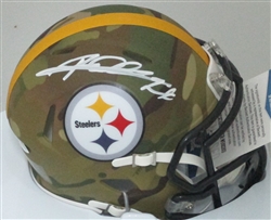 ROD WOODSON SIGNED STEELERS CAMO MINI HELMET - BCA