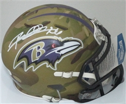 ROD WOODSON SIGNED RAVENS CAMO MINI HELMET - BCA