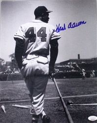 HANK AARON SIGNED BRAVES 11X14 PHOTO #1 - JSA