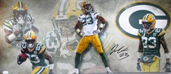 JAIRE ALEXANDER SIGNED 13X31 STRETCHED CUSTOM PACKERS CANVAS COLLAGE - JSA