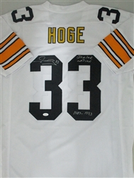 MERRILL HOGE SIGNED STEELERS CUSTOM REPLICA WHITE JERSEY W/ SCRIPT - JSA