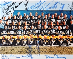 GB PACKERS 1966 SUPER BOWL I TEAM SIGNED 8X10 PHOTO W/ 14 PLAYERS