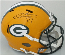 CHARLES WOODSON SIGNED FULL SIZE REPLICA PACKERS SPEED HELMET - FAN