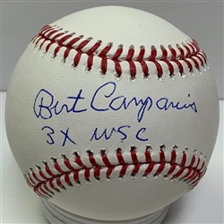 BERT CAMPANERIS SIGNED OFFICIAL MLB BASEBALL W/ 3 X WSC - ATHLETICS - JSA