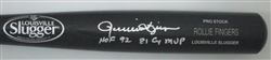 ROLLIE FINGERS SIGNED LOUISVILLE SLUGGER BLACK NAME ENGRAVED BAT W/ SCRIPTS - JSA