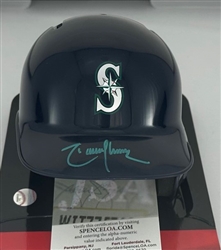 RANDY JOHNSON SIGNED RAWLINGS MARINERS MINI HELMET - JSA