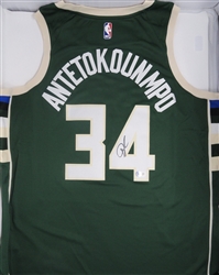 GIANNIS ANTETOKOUNMPO SIGNED NIKE SWINGMAN GREEN JERSEY - BAS