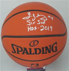 SIDNEY MONCRIEF SIGNED REPLICA SPALDING BASKETBALL W/ SIR SID & HOF - BUCKS