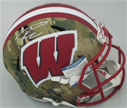 RUSSELL WILSON SIGNED FULL SIZE WI BADGERS CAMO SPEED REPLICA HELMET - BCA