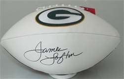 JAMES LOFTON SIGNED WILSON PACKERS LOGO WHITE PANEL FOOTBALL - JSA