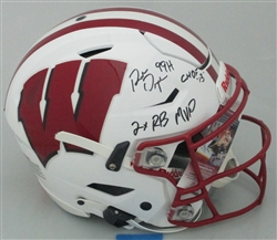 RON DAYNE SIGNED FULL SIZE WI BADGERS SPEED FLEX HELMET W/ SCRIPTS - JSA