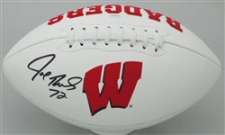 JOE THOMAS SIGNED WILSON WI BADGERS LOGO WHITE PANEL FOOTBALL - JSA