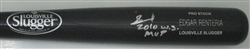 EDGAR RENTERIA SIGNED LOUISVILLE SLUGGER NAME ENGRAVED BLACK BAT W/ 2010 WS MVP - GIANTS - JSA