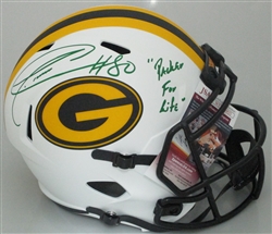 DONALD DRIVER SIGNED FULL SIZE PACKERS LUNAR SPEED REPLICA HELMET W/ SCRIPT - JSA