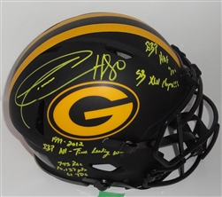 DONALD DRIVER SIGNED FULL SIZE PACKERS ECLIPSE SPEED AUTHENTIC HELMET W/ CAREER SCRIPTS - JSA