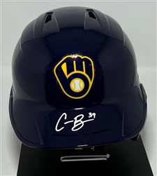 CORBIN BURNES SIGNED FULL SIZE BREWERS BLUE HELMET - JSA