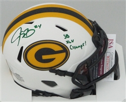 JARRETT BUSH SIGNED RIDDELL PACKERS LUNAR SPEED MINI HELMET W/ SCRIPT - BCA