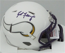 BRETT FAVRE SIGNED VIKINGS FLAT WHITE SPEED MINI HELMET - JSA