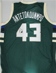 THANASIS ANTETOKOUNMPO SIGNED CUSTOM REPLICA BUCKS GREEN JERSEY - JSA