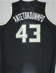 THANASIS ANTETOKOUNMPO SIGNED CUSTOM REPLICA BUCKS BLACK JERSEY W/ CHAMP 2021 - JSA