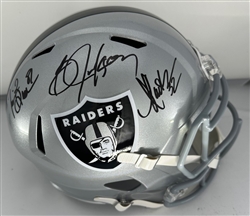 BO JACKSON, MARCUS ALLEN & TIM BROWN TRIPLE SIGNED FULL SIZE REPLICA RAIDERS SPEED HELMET- BAS