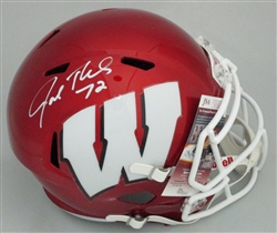 JOE THOMAS SIGNED FULL SIZE WI BADGERS REPLICA FLASH SPEED HELMET - JSA