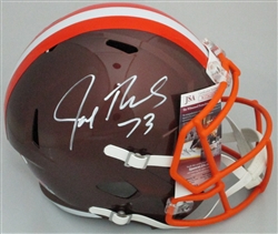 JOE THOMAS SIGNED FULL SIZE BROWNS REPLICA FLASH SPEED HELMET - JSA