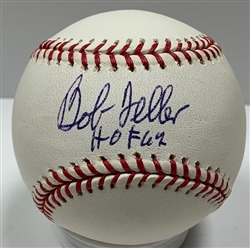 BOB FELLER SIGNED OFFICIAL MLB BASEBALL W/ HOF - INDIANS - JSA
