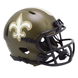 NEW ORLEANS SAINTS UNSIGNED RIDDELL NFL SALUTE TO SERVICE SPEED MINI HELMET