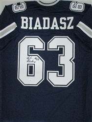 TYLER BIADASZ SIGNED CUSTOM REPLICA COWBOYS BLUE JERSEY - JSA