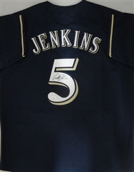 GEOFF JENKINS SIGNED CUSTOM REPLICA BREWERS NAVY JERSEY - JSA