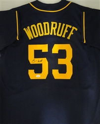 BRANDON WOODRUFF SIGNED CUSTOM REPLICA BREWERS BLUE JERSEY - JSA