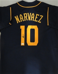 OMAR NARVAEZ SIGNED CUSTOM REPLICA BREWERS BLUE JERSEY - JSA