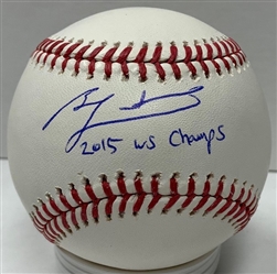 BEN ZOBRIST SIGNED OFFICIAL MLB BASEBALL W/ 2015 WS CHAMPS - ROYALS - JSA