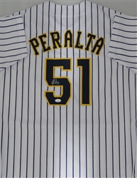 FREDDY PERALTA SIGNED CUSTOM REPLICA BREWERS PINSTRIPE JERSEY - JSA