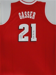 JOSH GASSER SIGNED CUSTOM REPLICA WI BADGERS RED JERSEY W/ SCRIPT - JSA