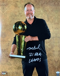 COACH MIKE BUDENHOLZER SIGNED 16X20 BUCKS PHOTO #3 W/ NBA CHAMPS - JSA