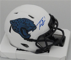 TRAVIS ETIENNE SIGNED JAGUARS LUNAR SPEED MINI HELMET - BAS