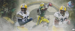 LEROY BUTLER SIGNED 13X31 STRETCHED CUSTOM PACKERS CANVAS COLLAGE - JSA