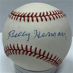 BILLY HERMAN  (D) SIGNED OFFICIAL NATIONAL LEAGUE BASEBALL - DODGERS - CUBS - JSA