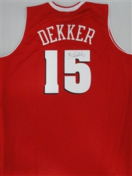 SAM DEKKER SIGNED CUSTOM REPLICA WI BADGERS RED JERSEY