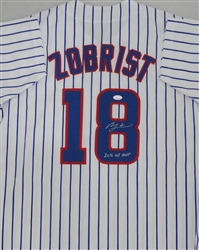 BEN ZOBRIST SIGNED CUSTOM REPLICA CUBS PINSTRIPE JERSEY W/ WS MVP - JSA