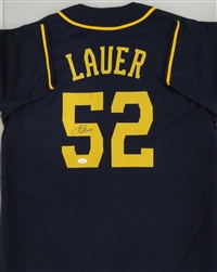 ERIC LAUER SIGNED CUSTOM REPLICA BREWERS BLUE JERSEY - JSA