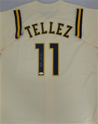 ROWDY TELLEZ SIGNED CUSTOM REPLICA BREWERS CREAM JERSEY - JSA