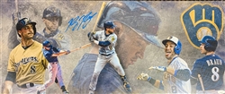RYAN BRAUN SIGNED 13X31 STRETCHED CUSTOM BREWERS CANVAS COLLAGE - JSA