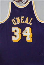 SHAQUILLE O'NEAL SIGNED MITCHELL & NESS LA LAKEERS JERSEY - PSA